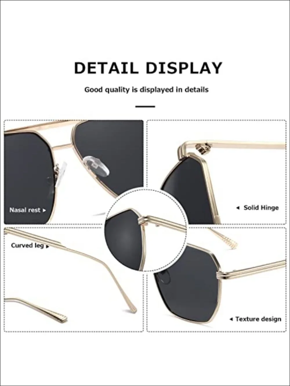 2 Pack Polarized Square Sunglasses UV400 Stainless Steel Unisex